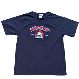 Vintage Walt Disney World Shirt Men's Large Blue Mickey Mouse Embroidered